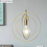 Minimalist Gold Hanging Pendant Lamp Fixture With 1 Light For Living Room
