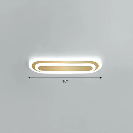 Minimalist Gold Led Ceiling Light For Bedroom - Acrylic Flush Mount Fixture / 16’ White