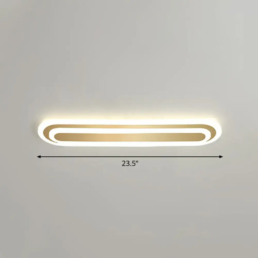 Minimalist Gold Led Ceiling Light For Bedroom - Acrylic Flush Mount Fixture / 23.5’ Remote