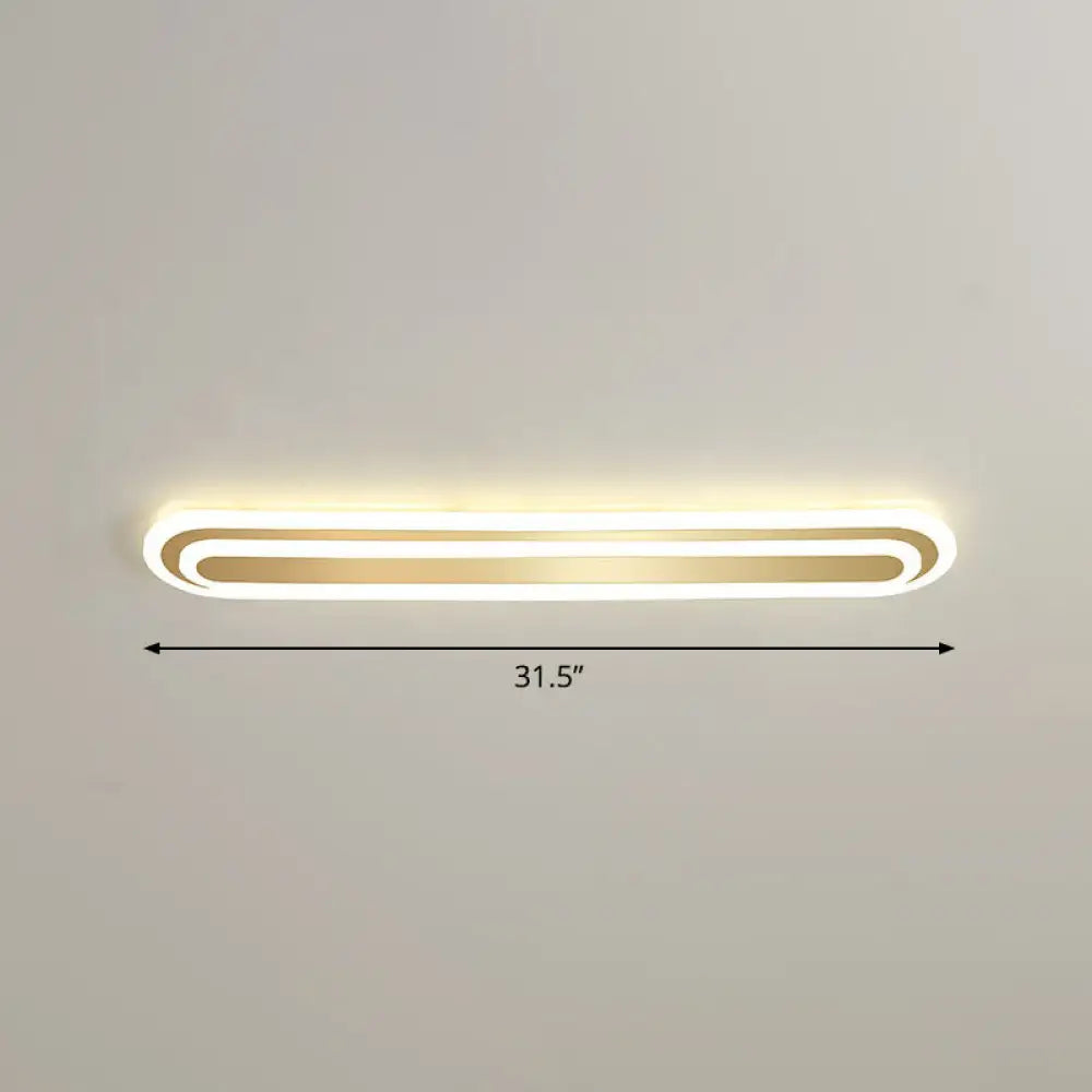 Minimalist Gold Led Ceiling Light For Bedroom - Acrylic Flush Mount Fixture / 31.5’ Warm