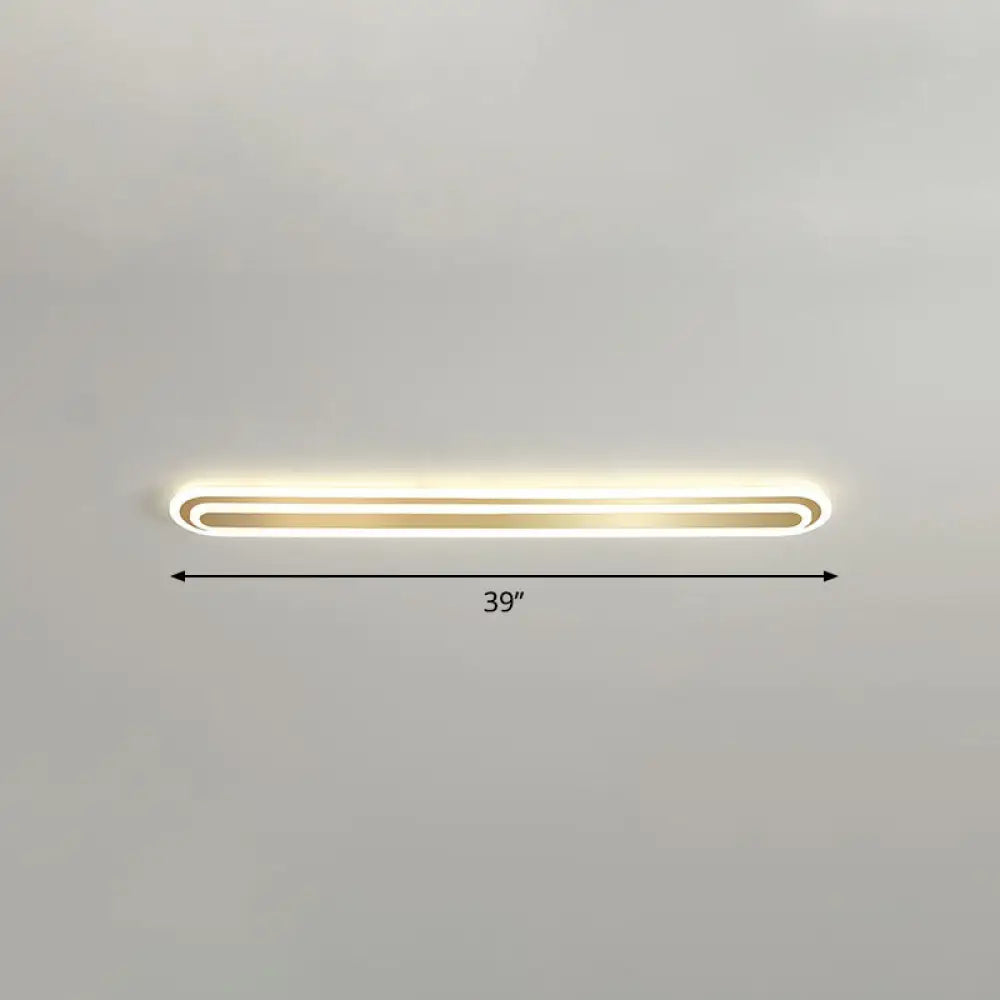 Minimalist Gold Led Ceiling Light For Bedroom - Acrylic Flush Mount Fixture / 39’ Remote Control