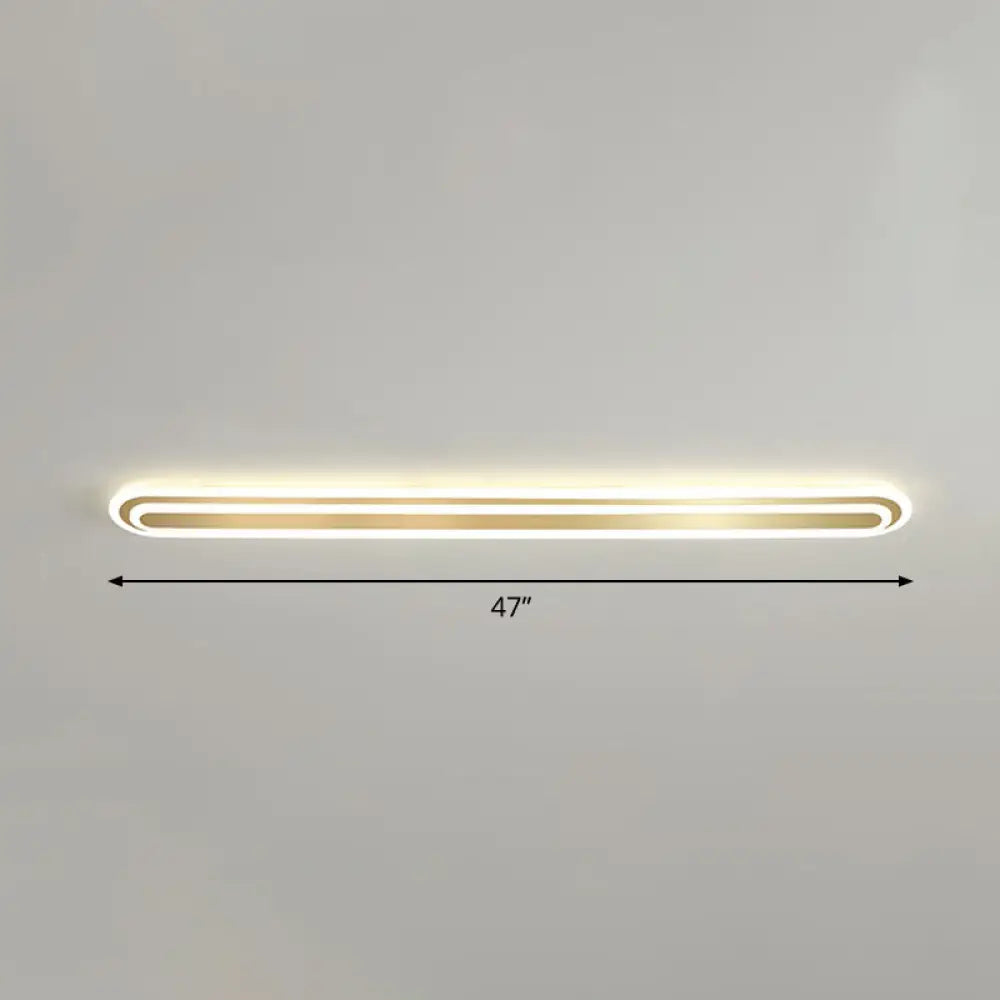 Minimalist Gold Led Ceiling Light For Bedroom - Acrylic Flush Mount Fixture / 47’ Remote Control