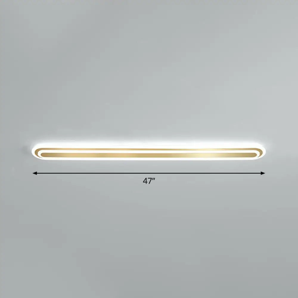Minimalist Gold Led Ceiling Light For Bedroom - Acrylic Flush Mount Fixture / 47’ White