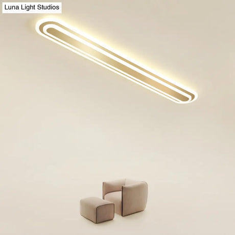 Minimalist Gold Led Ceiling Light For Bedroom - Acrylic Flush Mount Fixture