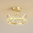 Minimalist Gold Led Ceiling Light With Crystal Flower Design For Bedroom / 17 Warm