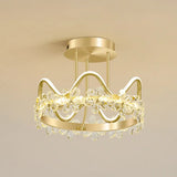 Minimalist Gold Led Ceiling Light With Crystal Flower Design For Bedroom / 17 Warm