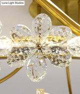 Minimalist Gold Led Ceiling Light With Crystal Flower Design For Bedroom