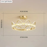 Minimalist Gold Led Ceiling Light With Crystal Flower Design For Bedroom