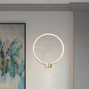 Minimalist Gold Led Ceiling Pendant Light With White/Warm Lighting - Ring Metal Fixture / Warm