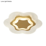 Minimalist Gold Led Flush Light Fixture In Warm/White - Floral Acrylic Ceiling Lighting