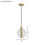 Minimalist Gold Led Pendant Lamp With Clear Glass Shade - Bedroom Ceiling Light