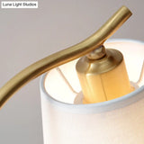 Minimalist Gold Metal Gooseneck Table Lamp With Cone Fabric Shade