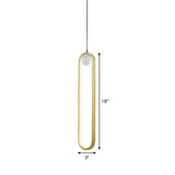 Gold Metal Led Bedroom Hanging Light Kit - Simplicity Elliptical Pendant Lamp With Warm/White