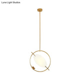 Minimalist Gold Metal Pendant Light Fixture With 1 Hanging Circle Head – Ideal For Bedroom