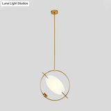 Minimalist Gold Metal Pendant Light Fixture With 1 Hanging Circle Head – Ideal For Bedroom