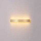 Minimalist Gold Plated Led Wall Sconce For Living Room - Aluminum Bar Shaped Flush Light / 23.5 Warm