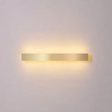 Minimalist Gold Plated Led Wall Sconce For Living Room - Aluminum Bar Shaped Flush Light / 39.5 Warm