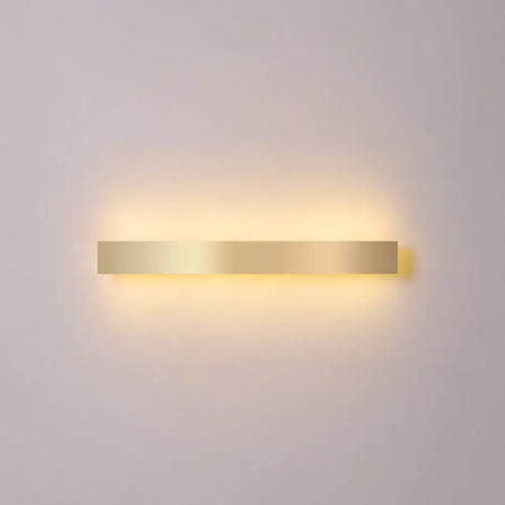Minimalist Gold Plated Led Wall Sconce For Living Room - Aluminum Bar Shaped Flush Light / 39.5 Warm