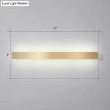 Minimalist Gold Plated Led Wall Sconce For Living Room - Aluminum Bar Shaped Flush Light