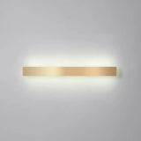 Minimalist Gold Plated Led Wall Sconce For Living Room - Aluminum Bar Shaped Flush Light / 47.5