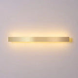 Minimalist Gold Plated Led Wall Sconce For Living Room - Aluminum Bar Shaped Flush Light / 71 Warm
