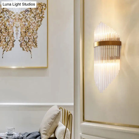 Minimalist Gold Rhombus Wall Sconce With Glass Rod Lighting
