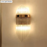 Minimalist Gold Rhombus Wall Sconce With Glass Rod Lighting