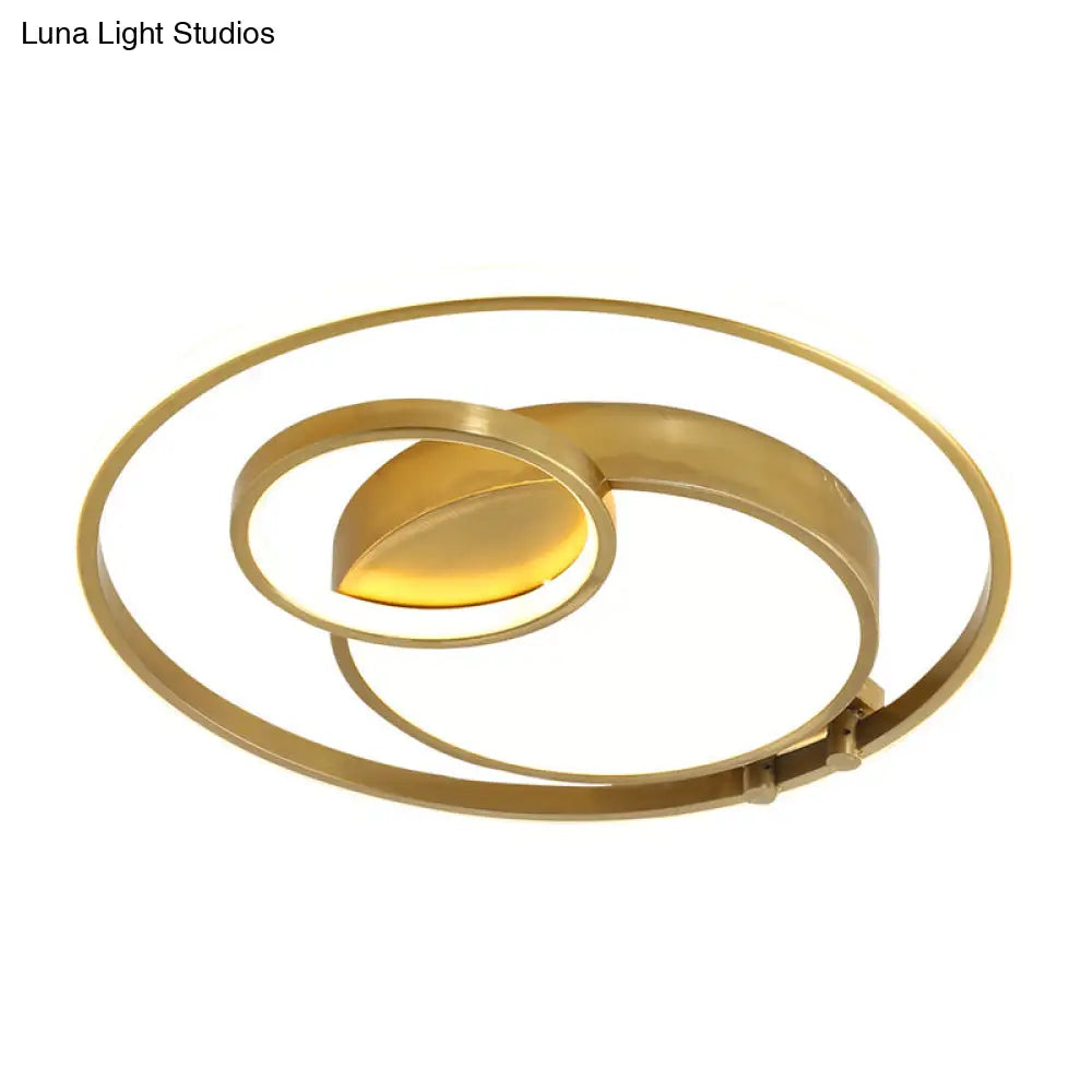Minimalist Gold Rounded Flush Mount Led Ceiling Light For Bedrooms