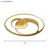 Minimalist Gold Rounded Flush Mount Led Ceiling Light For Bedrooms