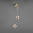 Minimalist Gold Starry Led Pendant Light For Bedroom With Glass Ball And Ring / White A
