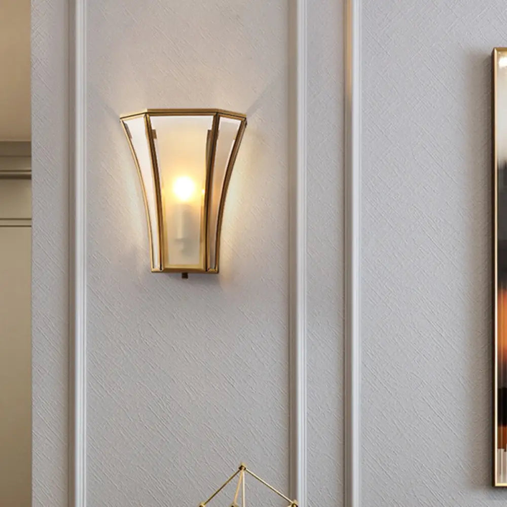 Minimalist Gold Trumpet Flared Wall Mount Glass Light - Single Corridor Lighting / B