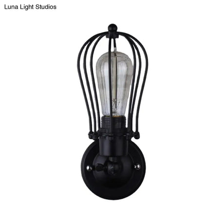 Minimalist Grapefruit Iron Wall Lamp In Black For Corridor Lighting