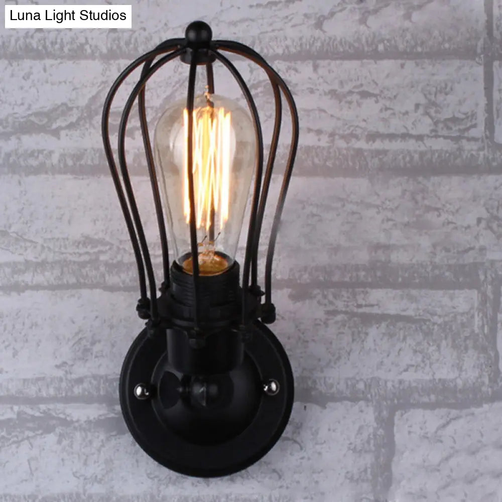 Minimalist Grapefruit Iron Wall Lamp In Black For Corridor Lighting