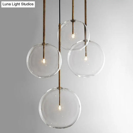 Minimalist Hand-Blown Glass Globe Hanging Lamp - Gold Finish Pendant Light