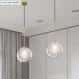 Minimalist Hand-Blown Glass Globe Hanging Lamp - Gold Finish Pendant Light