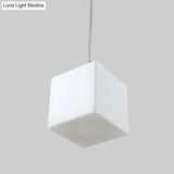 Minimalist Hanging Glass Pendant Light - White Cubic Design 5’/6’/8’ Width