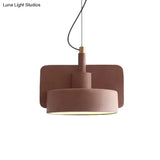 Minimalist Hanging Light: Cement Shallow Bowl Fixture For 1 Bulb Perfect Dining Table In