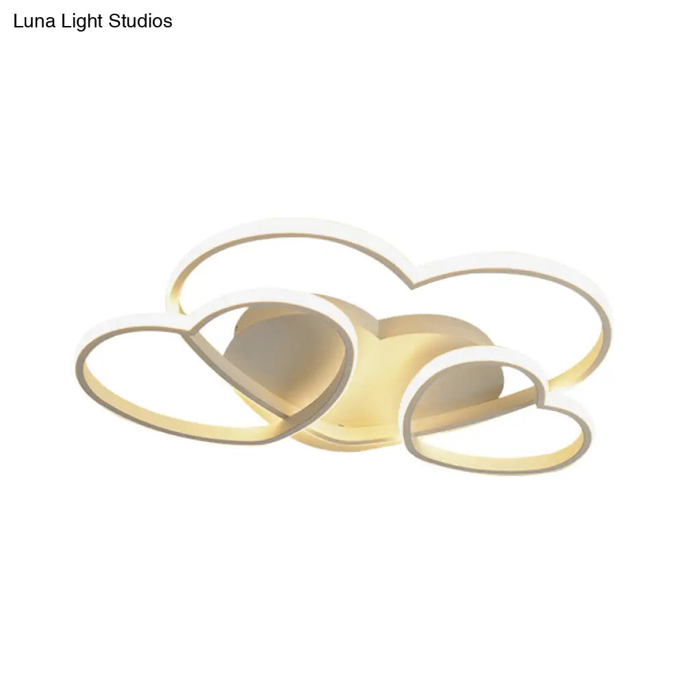 Minimalist Heart Design Led Flush Mount Ceiling Light Fixture - Acrylic White/Pink/Gold Finish