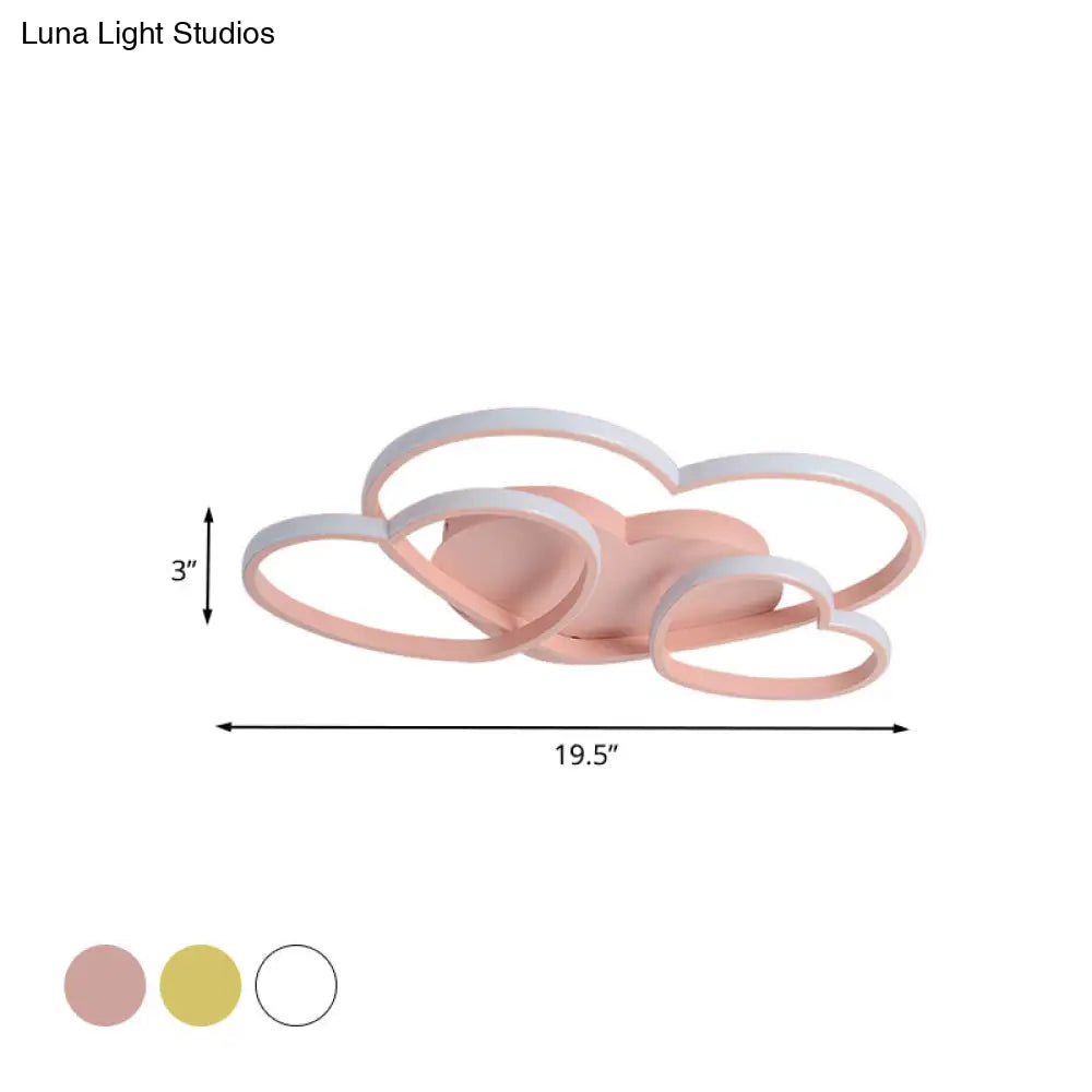 Minimalist Heart Design Led Flush Mount Ceiling Light Fixture - Acrylic White/Pink/Gold Finish
