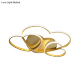 Minimalist Heart Design Led Flush Mount Ceiling Light Fixture - Acrylic White/Pink/Gold Finish