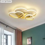 Minimalist Heart Design Led Flush Mount Ceiling Light Fixture - Acrylic White/Pink/Gold Finish