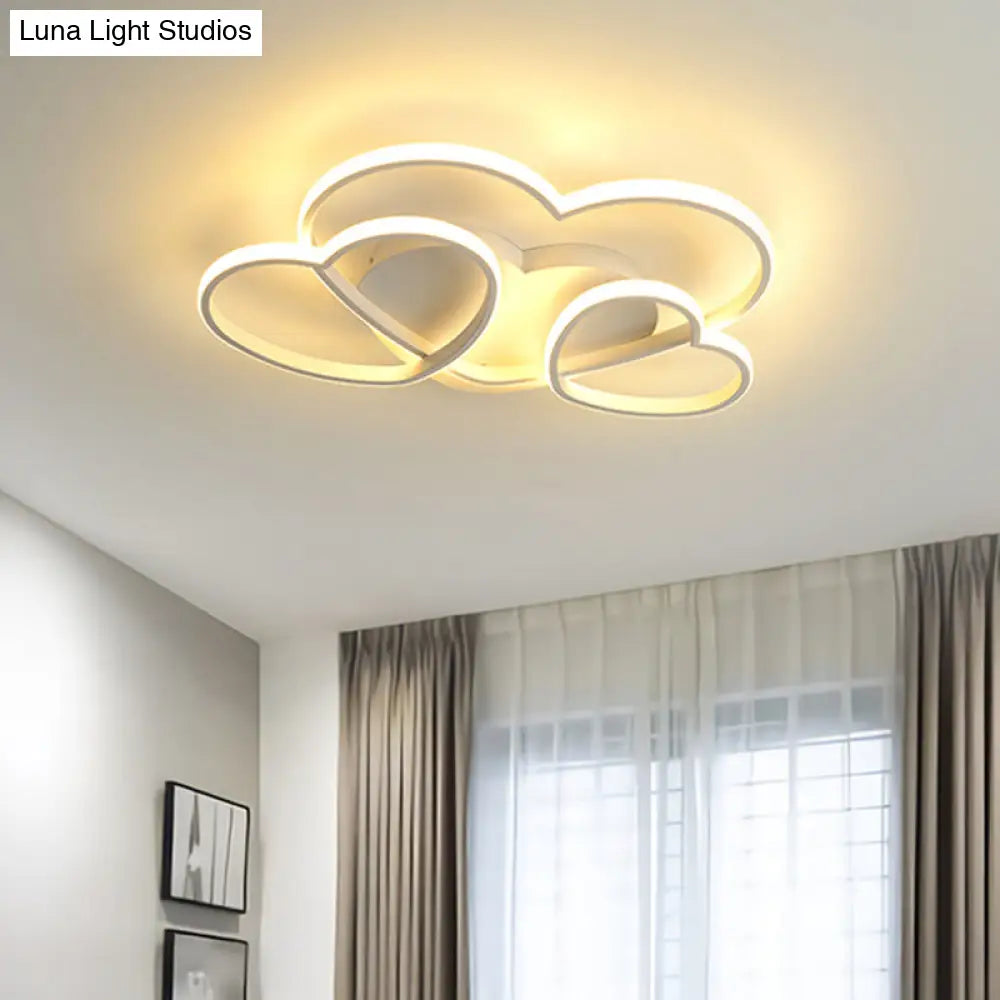 Minimalist Heart Design Led Flush Mount Ceiling Light Fixture - Acrylic White/Pink/Gold Finish