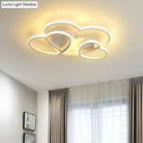Minimalist Heart Design Led Flush Mount Ceiling Light Fixture - Acrylic White/Pink/Gold Finish