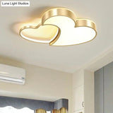 Minimalist Heart - Shaped Metal Ceiling Flush Mount Led Light In Golden Finish – Ideal For Bedrooms