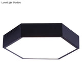 Minimalist Hexagon Flush Mount Ceiling Light Fixture With Acrylic Finish - 1 Black / 16 White
