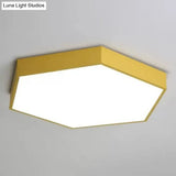 Minimalist Hexagon Flush Mount Ceiling Light Fixture With Acrylic Finish - 1 Yellow / 16 White