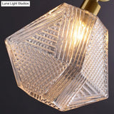 Minimalist Hexagonal Semi Flush Ceiling Lamp Kit With Clear Prismatic Glass Bulb