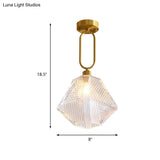 Minimalist Hexagonal Semi Flush Ceiling Lamp Kit With Clear Prismatic Glass Bulb