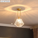 Minimalist Hexagonal Semi Flush Ceiling Lamp Kit With Clear Prismatic Glass Bulb