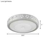 Minimalist Iron Led Ceiling Light With Flower Edge - White Circle Flush Mount For Living Room
